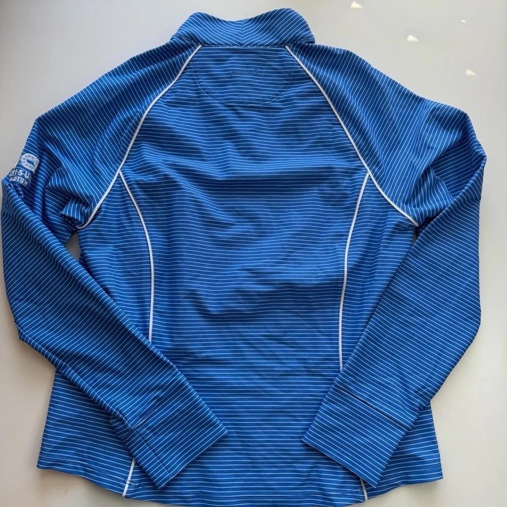 johnnie-O Blue Striped Short Sleeve Top - Picture 6 of 7